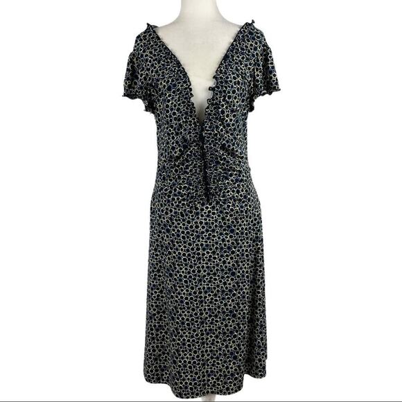 BCBGMAXAZRIA ruffle V Neck Midi Dress - Picture 12 of 12